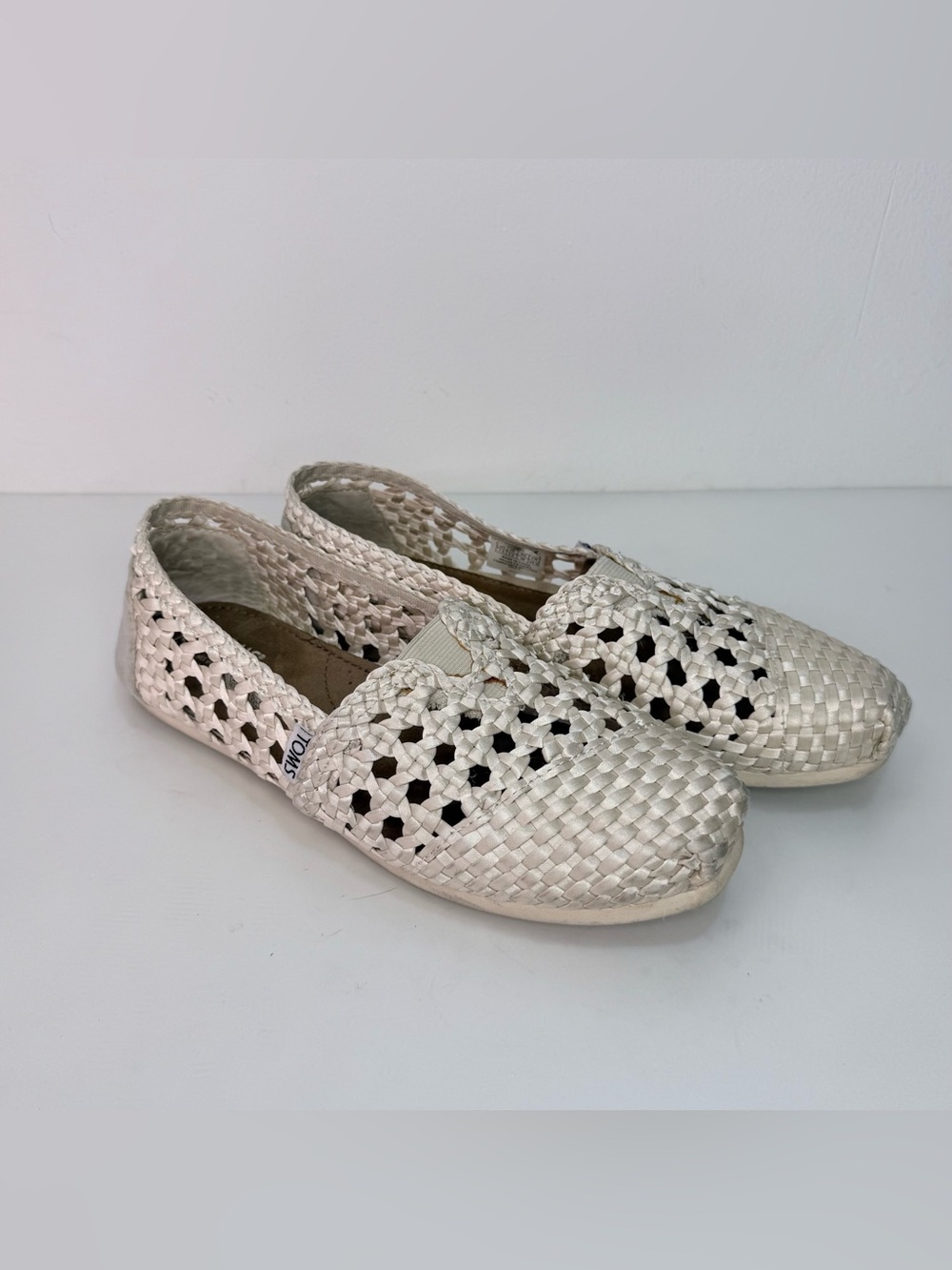 Toms Woven Slip-On Flats in Off-White
